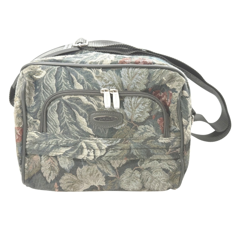 Jaguar Floral Tapestry Travel Bag Green Leaf Carry On Shoulder Satchel Luggage